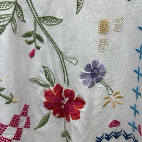 🌺 Johnny Was Katie Relaxed Drape Tee • Small • Embroidered • Worn 1X 🌺 - Picture 8 of 16